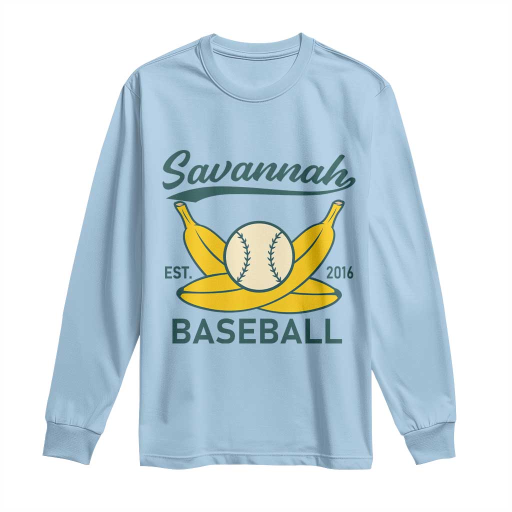 Retro Savannah Baseball Est. 2016 Long Sleeve Shirt Funny Banana and Ball Vintage Sports - Wonder Print Shop