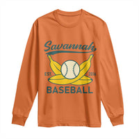 Retro Savannah Baseball Est. 2016 Long Sleeve Shirt Funny Banana and Ball Vintage Sports - Wonder Print Shop