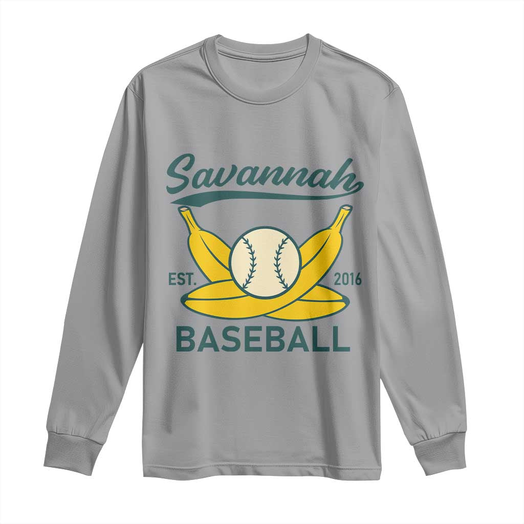 Retro Savannah Baseball Est. 2016 Long Sleeve Shirt Funny Banana and Ball Vintage Sports - Wonder Print Shop