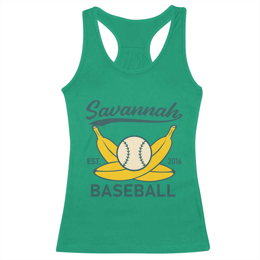 Retro Savannah Baseball Est. 2016 Racerback Tank Top Funny Banana and Ball Vintage Sports - Wonder Print Shop