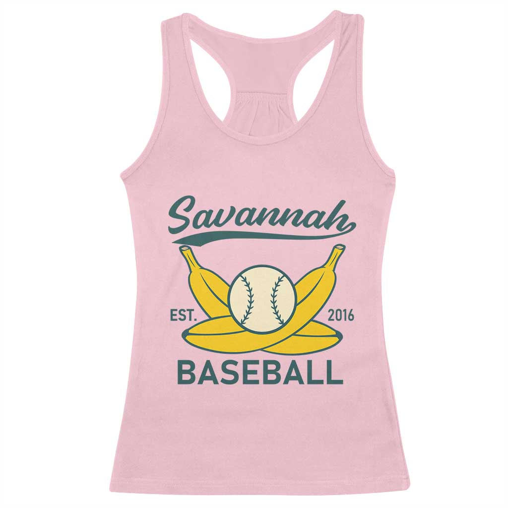 Retro Savannah Baseball Est. 2016 Racerback Tank Top Funny Banana and Ball Vintage Sports - Wonder Print Shop