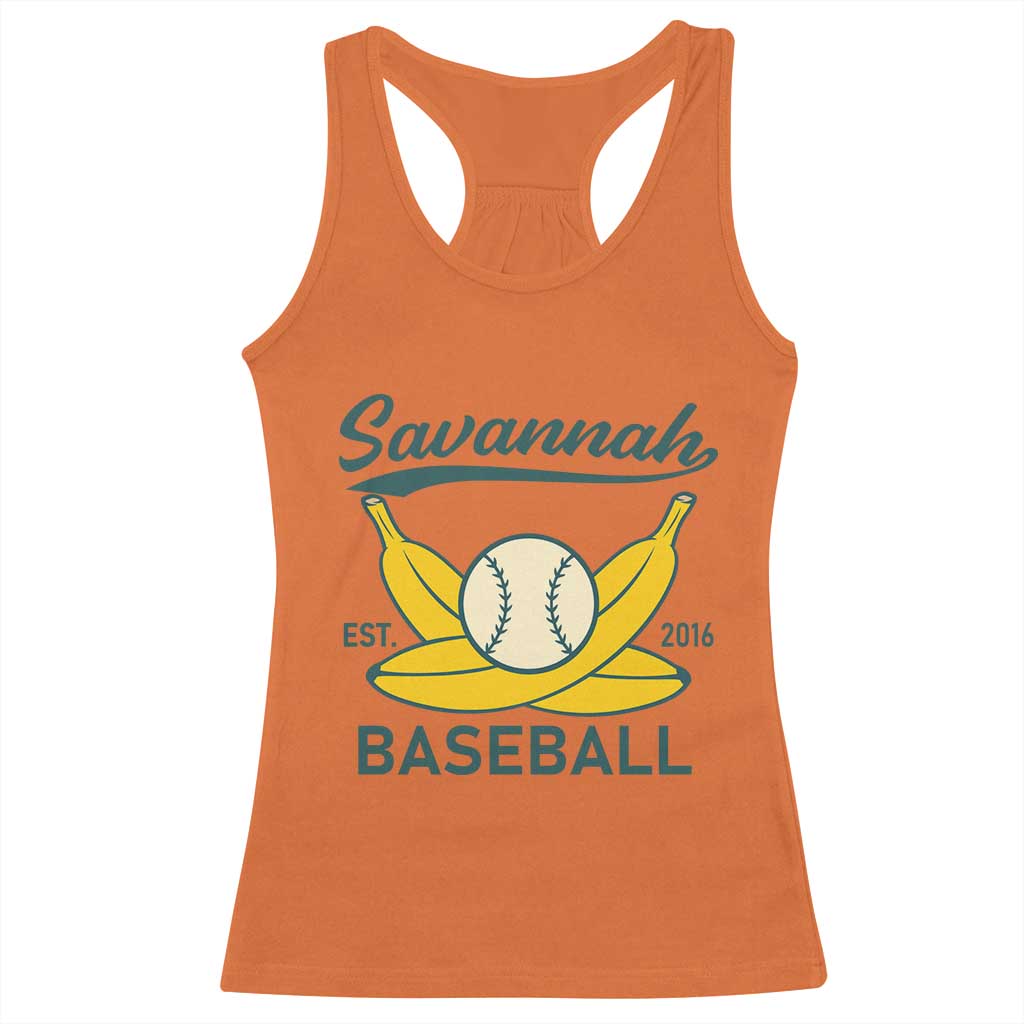 Retro Savannah Baseball Est. 2016 Racerback Tank Top Funny Banana and Ball Vintage Sports - Wonder Print Shop