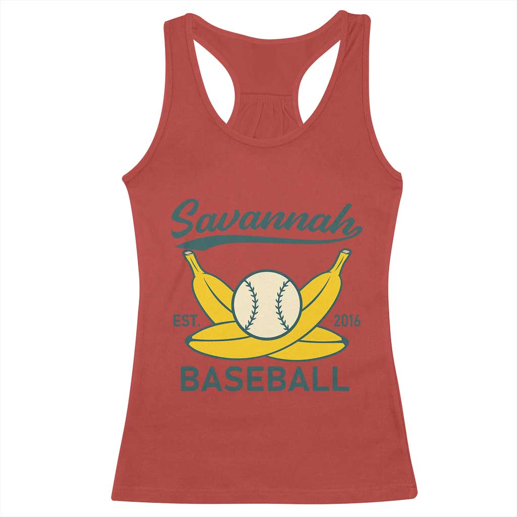 Retro Savannah Baseball Est. 2016 Racerback Tank Top Funny Banana and Ball Vintage Sports - Wonder Print Shop