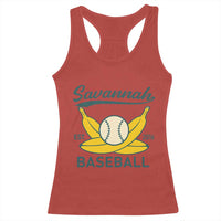 Retro Savannah Baseball Est. 2016 Racerback Tank Top Funny Banana and Ball Vintage Sports - Wonder Print Shop