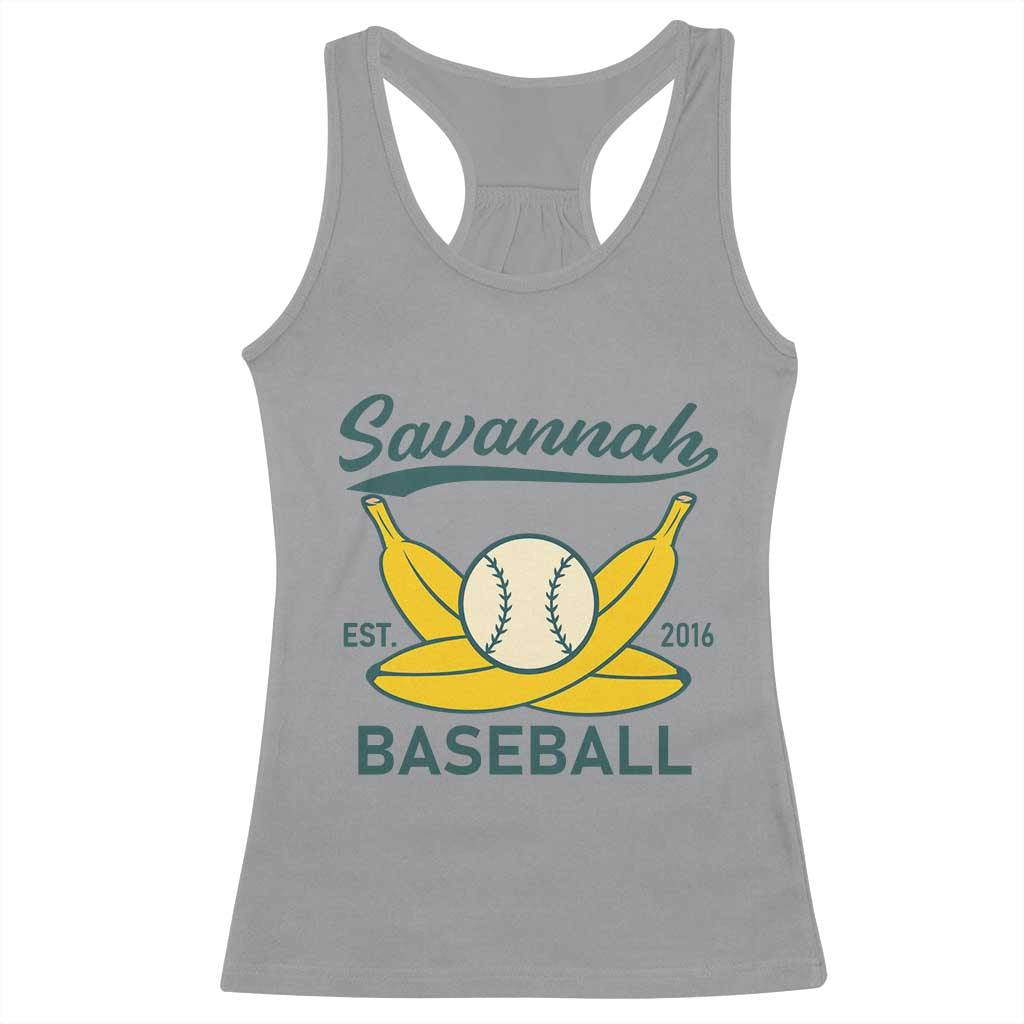 Retro Savannah Baseball Est. 2016 Racerback Tank Top Funny Banana and Ball Vintage Sports - Wonder Print Shop
