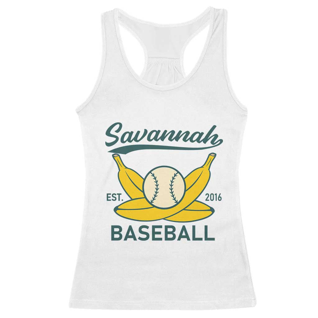 Retro Savannah Baseball Est. 2016 Racerback Tank Top Funny Banana and Ball Vintage Sports - Wonder Print Shop
