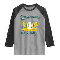 Retro Savannah Baseball Est. 2016 Raglan Shirt Funny Banana and Ball Vintage Sports - Wonder Print Shop