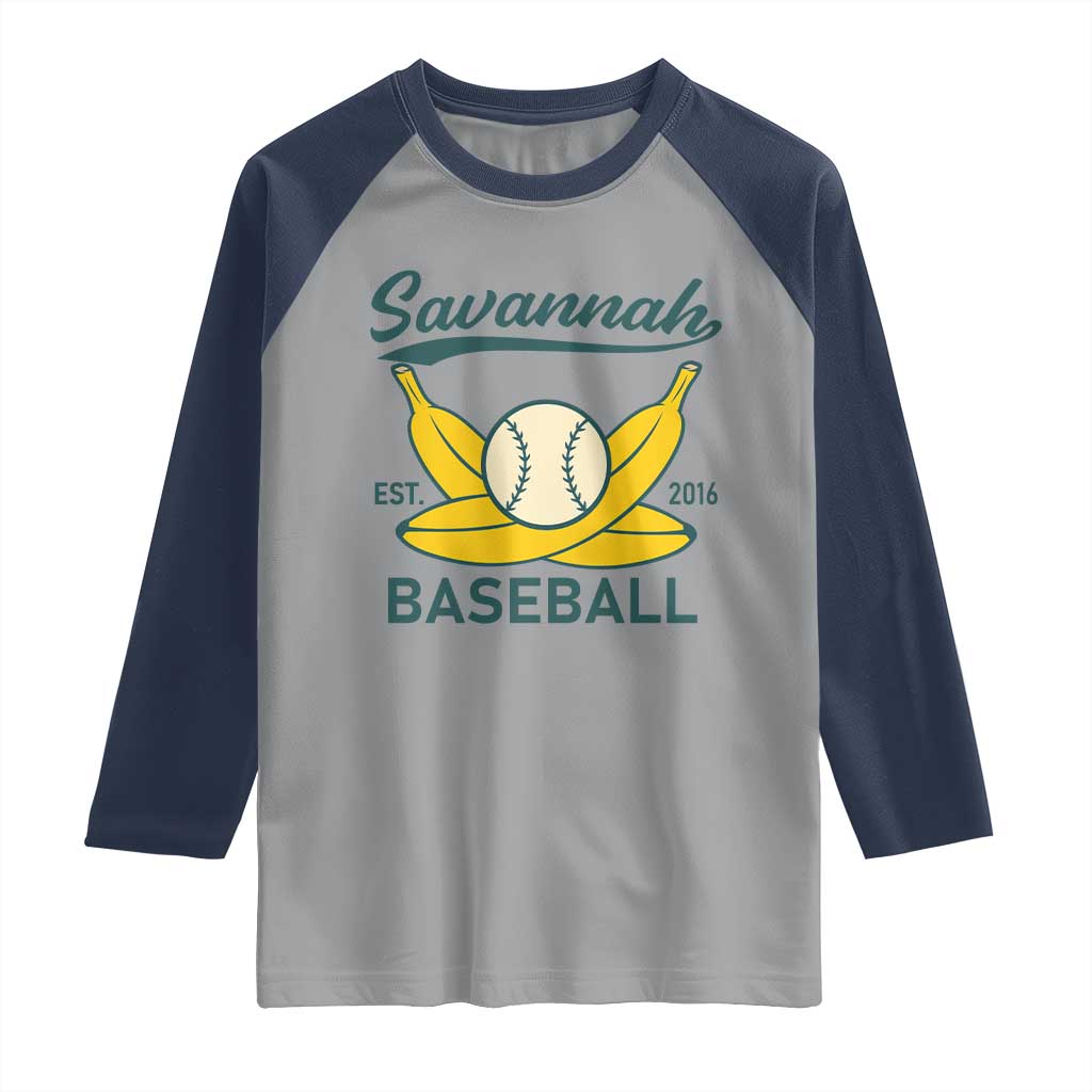 Retro Savannah Baseball Est. 2016 Raglan Shirt Funny Banana and Ball Vintage Sports - Wonder Print Shop