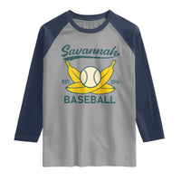 Retro Savannah Baseball Est. 2016 Raglan Shirt Funny Banana and Ball Vintage Sports - Wonder Print Shop