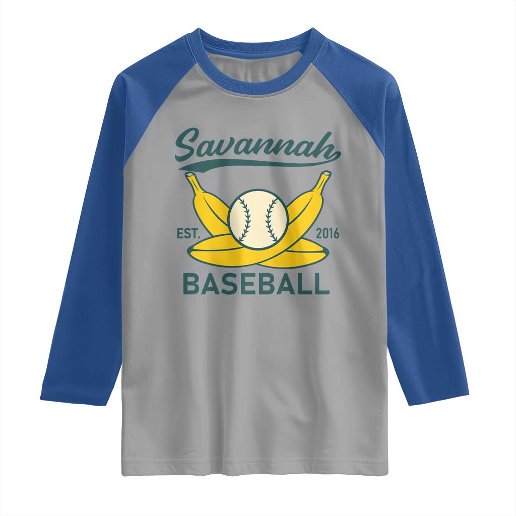 Retro Savannah Baseball Est. 2016 Raglan Shirt Funny Banana and Ball Vintage Sports - Wonder Print Shop
