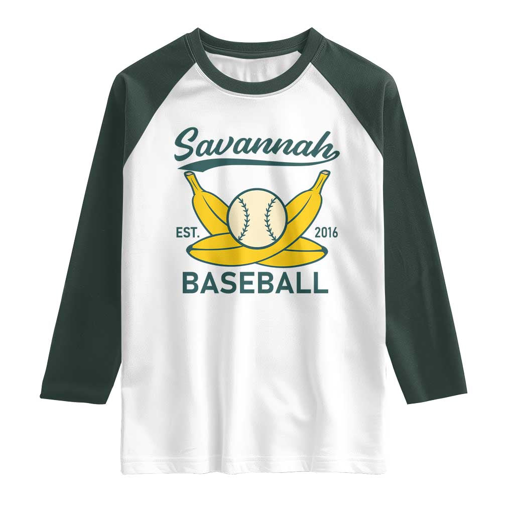 Retro Savannah Baseball Est. 2016 Raglan Shirt Funny Banana and Ball Vintage Sports - Wonder Print Shop