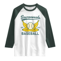 Retro Savannah Baseball Est. 2016 Raglan Shirt Funny Banana and Ball Vintage Sports - Wonder Print Shop