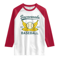Retro Savannah Baseball Est. 2016 Raglan Shirt Funny Banana and Ball Vintage Sports - Wonder Print Shop