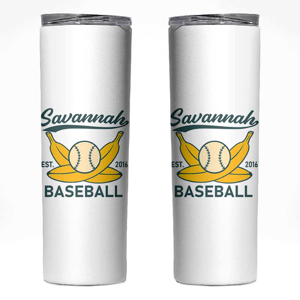 Retro Savannah Baseball Est. 2016 Skinny Tumbler Funny Banana and Ball Vintage Sports - Wonder Print Shop
