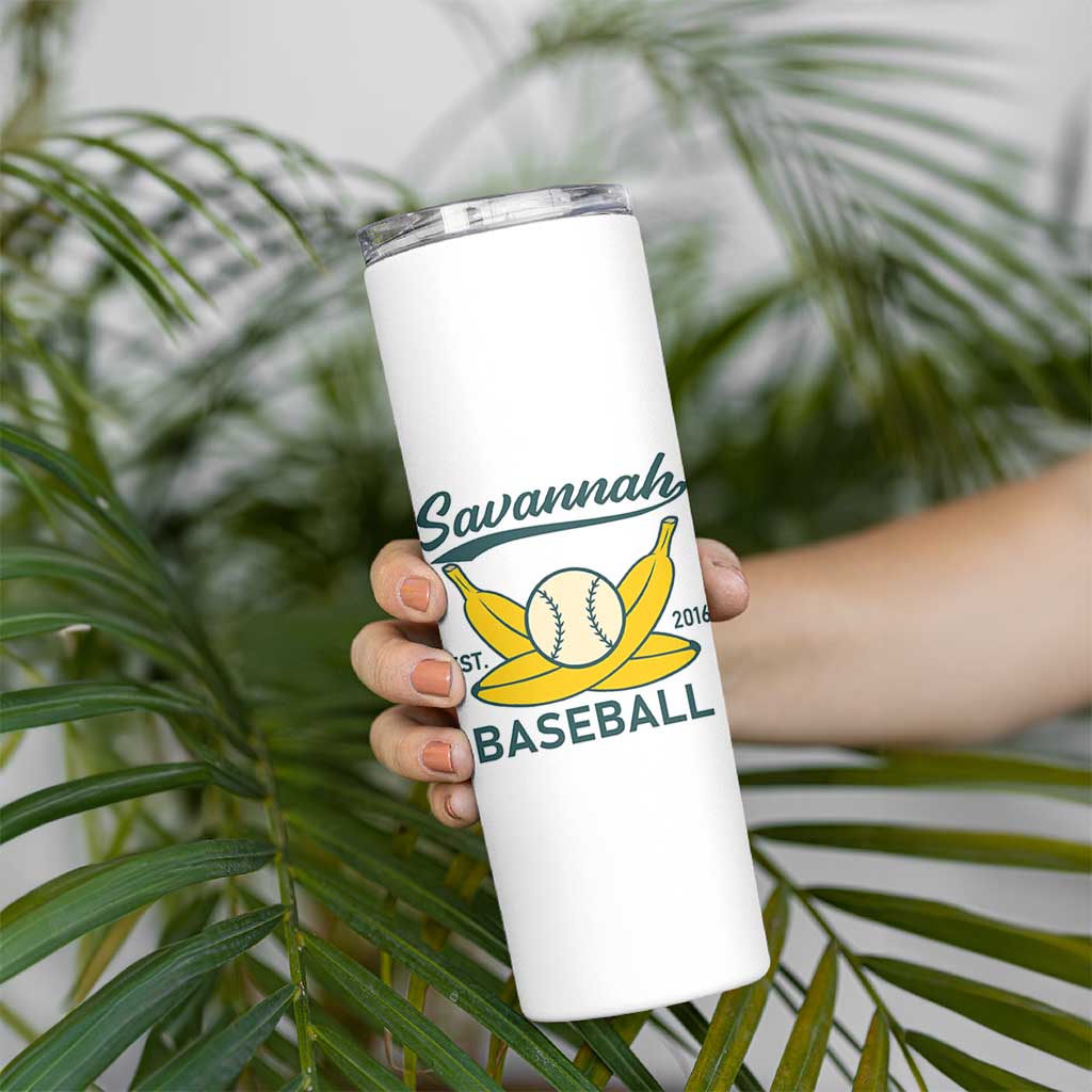 Retro Savannah Baseball Est. 2016 Skinny Tumbler Funny Banana and Ball Vintage Sports - Wonder Print Shop