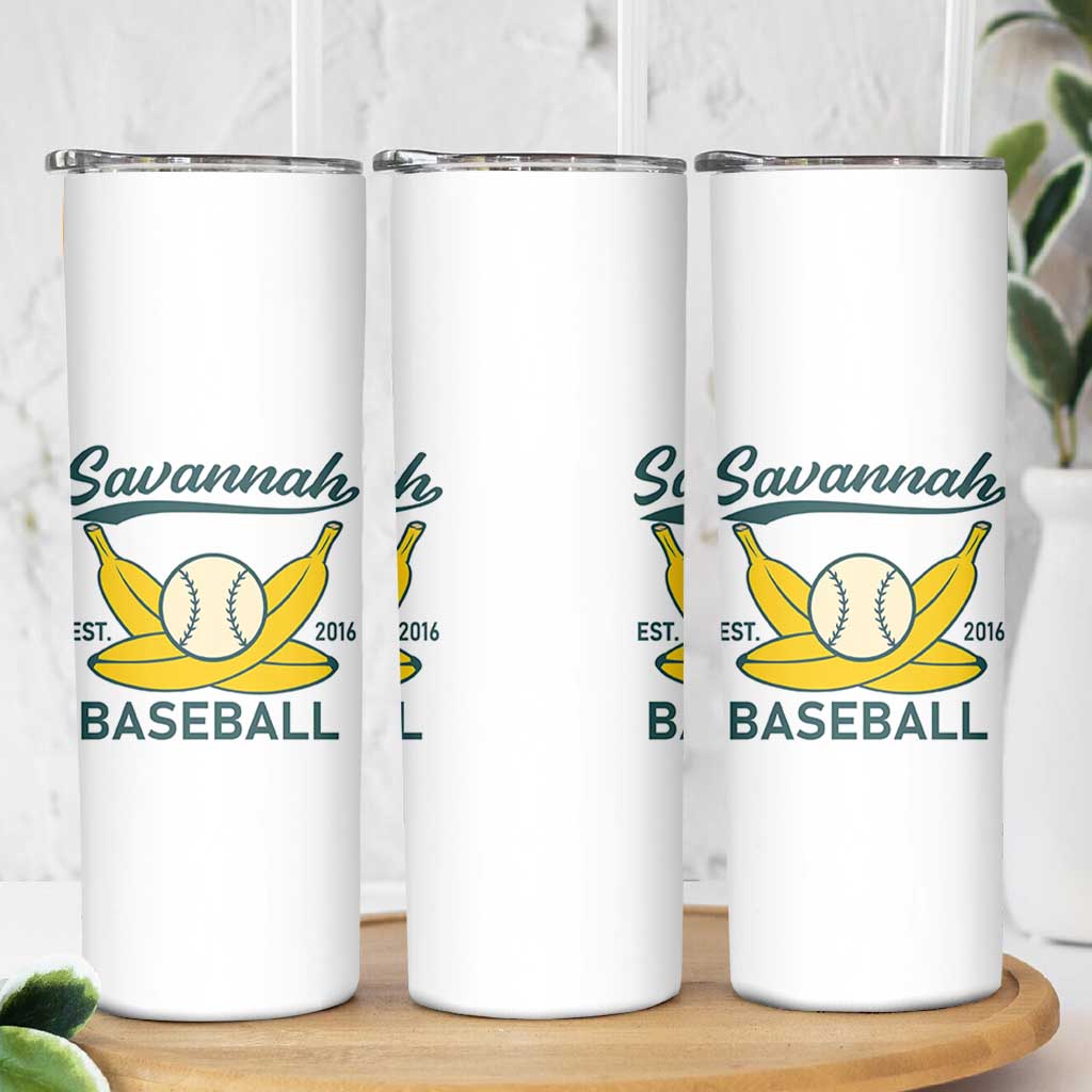 Retro Savannah Baseball Est. 2016 Skinny Tumbler Funny Banana and Ball Vintage Sports - Wonder Print Shop