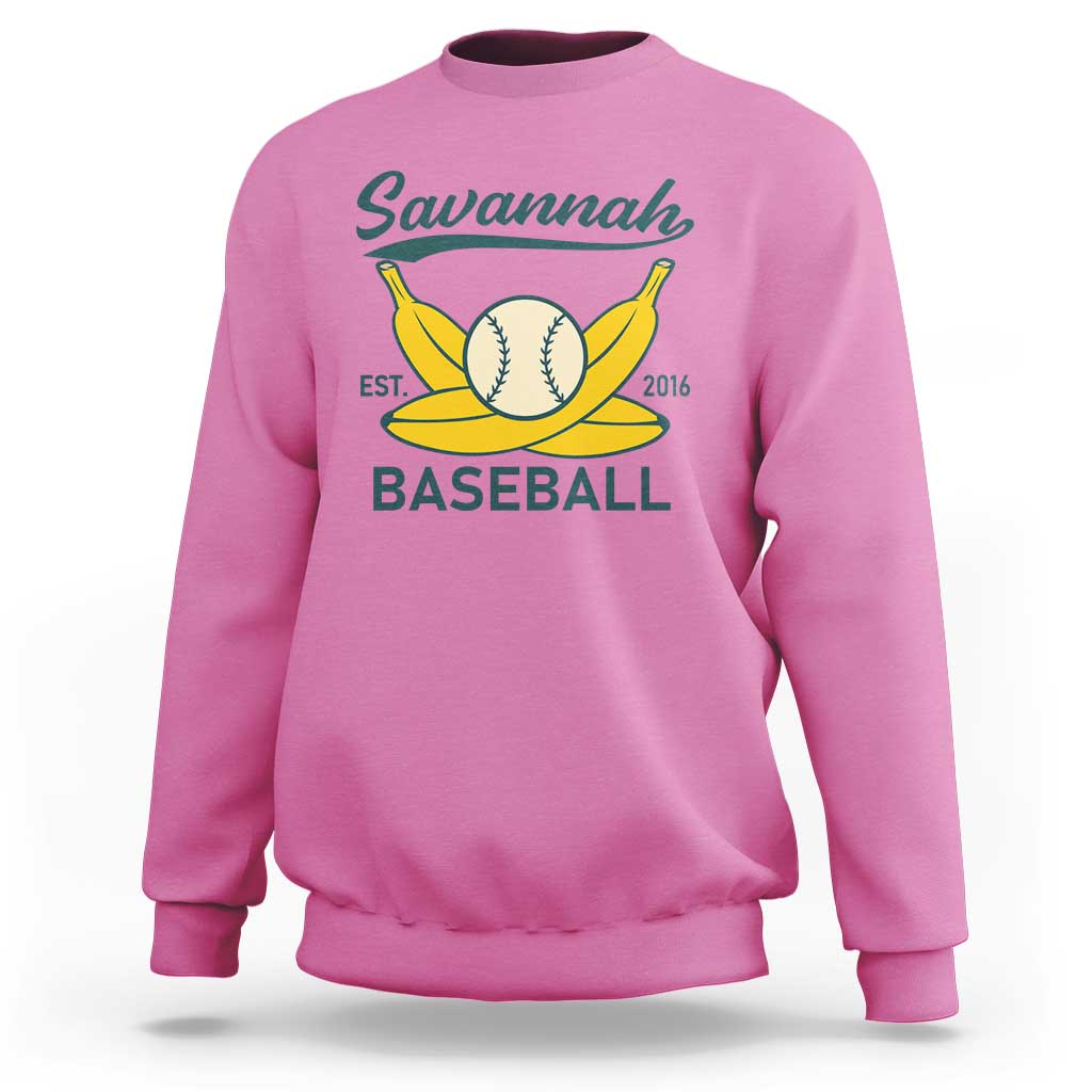 Retro Savannah Baseball Est. 2016 Sweatshirt Funny Banana and Ball Vintage Sports - Wonder Print Shop