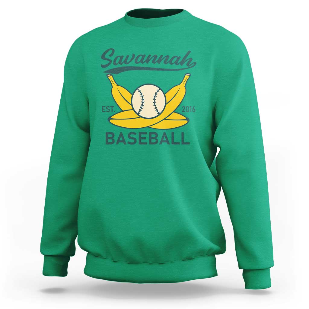 Retro Savannah Baseball Est. 2016 Sweatshirt Funny Banana and Ball Vintage Sports - Wonder Print Shop