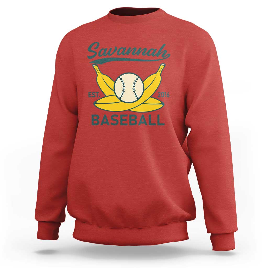 Retro Savannah Baseball Est. 2016 Sweatshirt Funny Banana and Ball Vintage Sports - Wonder Print Shop
