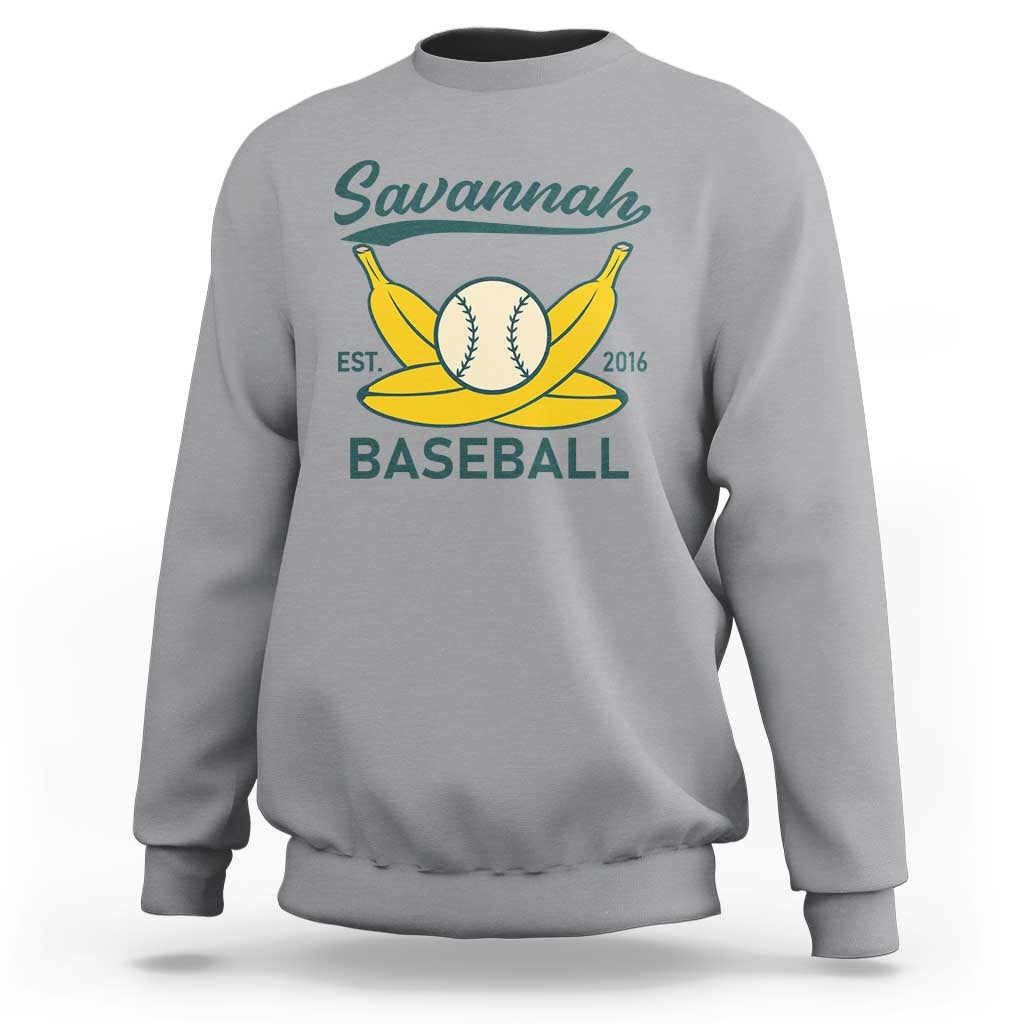 Retro Savannah Baseball Est. 2016 Sweatshirt Funny Banana and Ball Vintage Sports - Wonder Print Shop