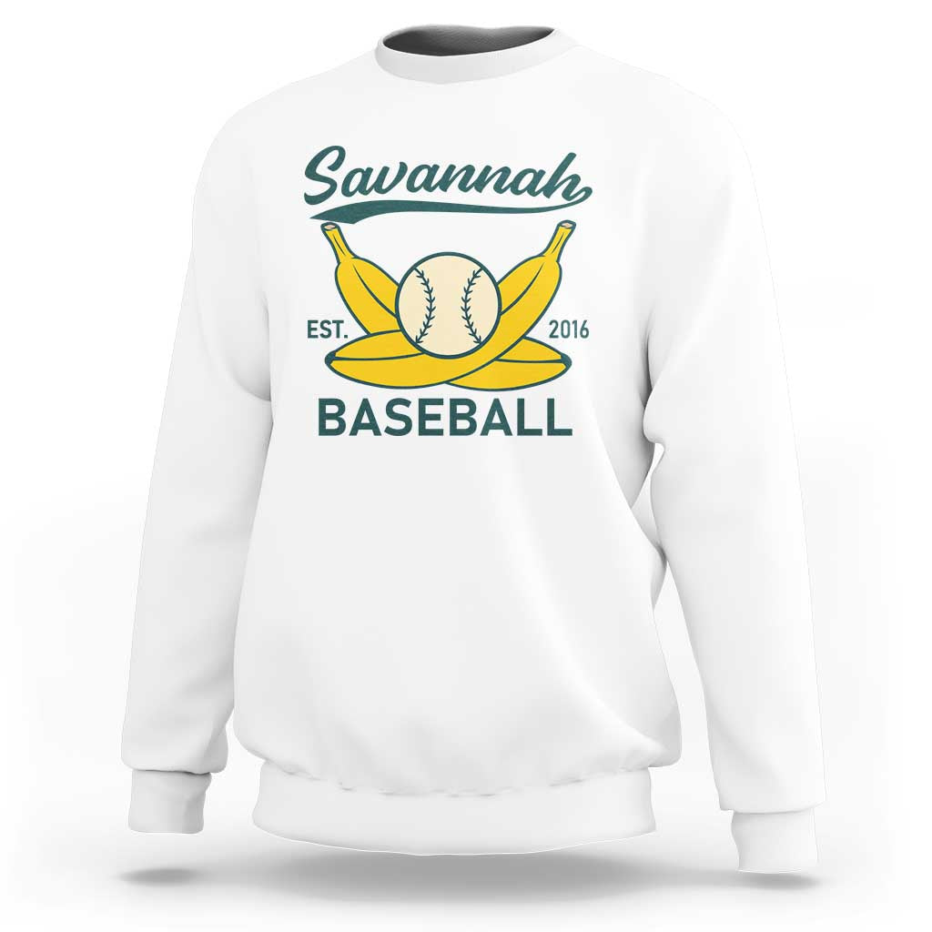 Retro Savannah Baseball Est. 2016 Sweatshirt Funny Banana and Ball Vintage Sports - Wonder Print Shop