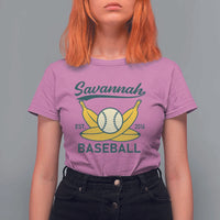 Retro Savannah Baseball Est. 2016 T Shirt For Women Funny Banana and Ball Vintage Sports - Wonder Print Shop