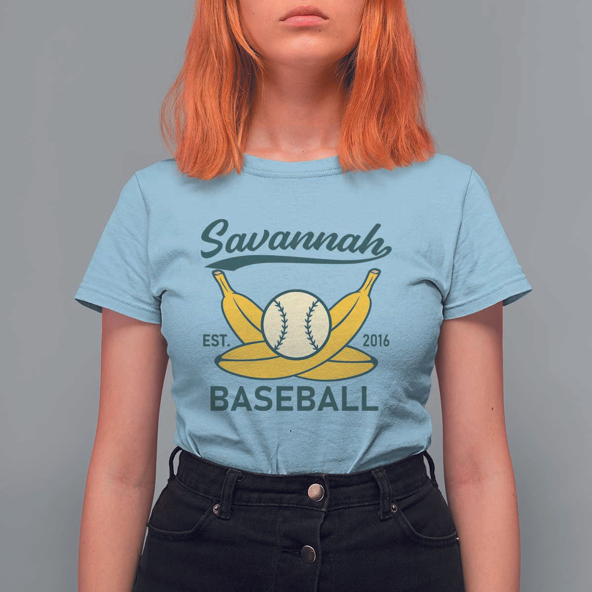 Retro Savannah Baseball Est. 2016 T Shirt For Women Funny Banana and Ball Vintage Sports - Wonder Print Shop