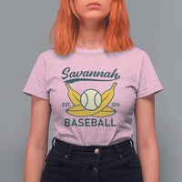 Retro Savannah Baseball Est. 2016 T Shirt For Women Funny Banana and Ball Vintage Sports - Wonder Print Shop