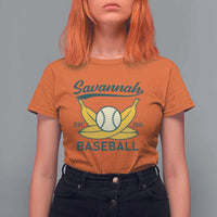 Retro Savannah Baseball Est. 2016 T Shirt For Women Funny Banana and Ball Vintage Sports - Wonder Print Shop