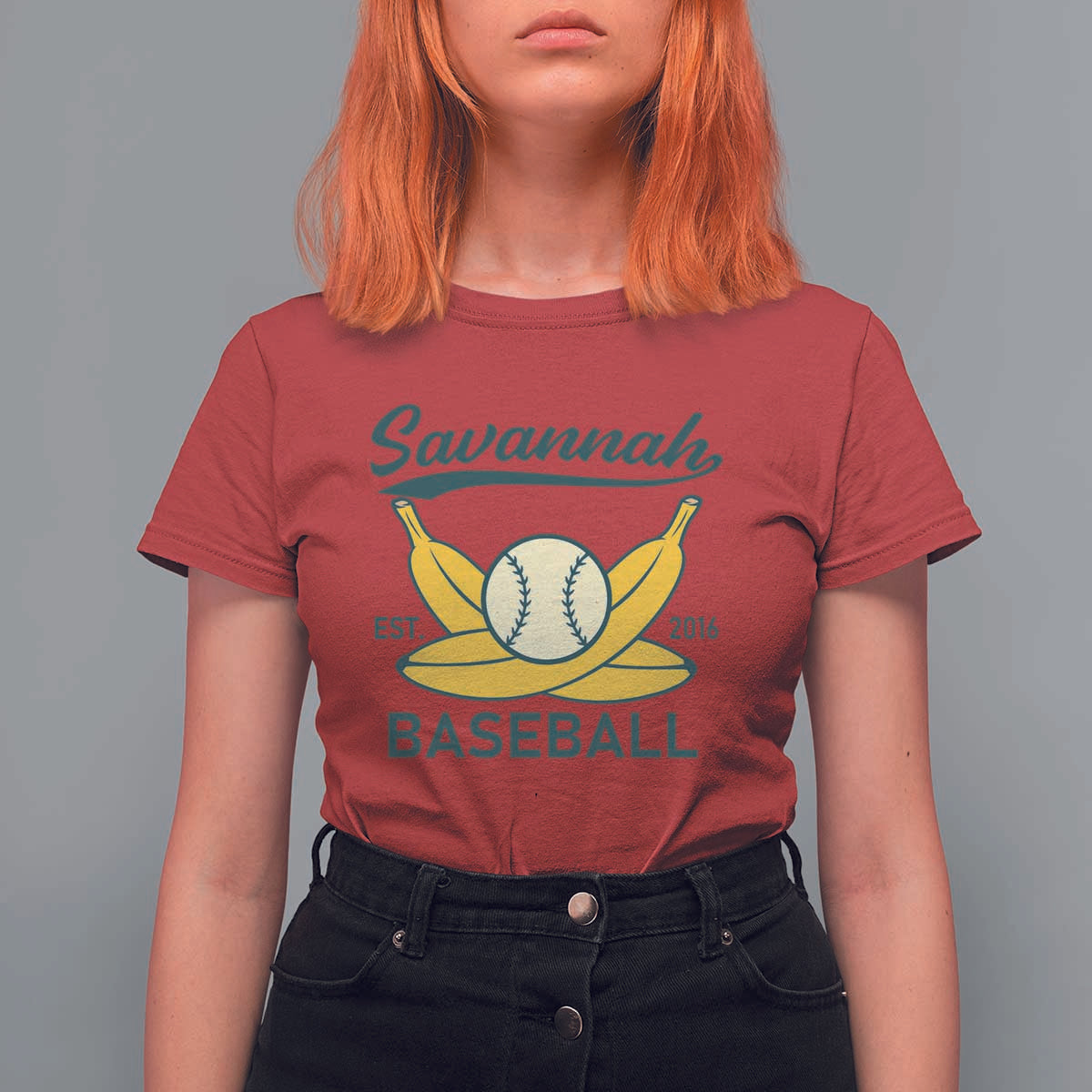 Retro Savannah Baseball Est. 2016 T Shirt For Women Funny Banana and Ball Vintage Sports - Wonder Print Shop