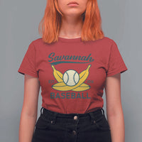 Retro Savannah Baseball Est. 2016 T Shirt For Women Funny Banana and Ball Vintage Sports - Wonder Print Shop