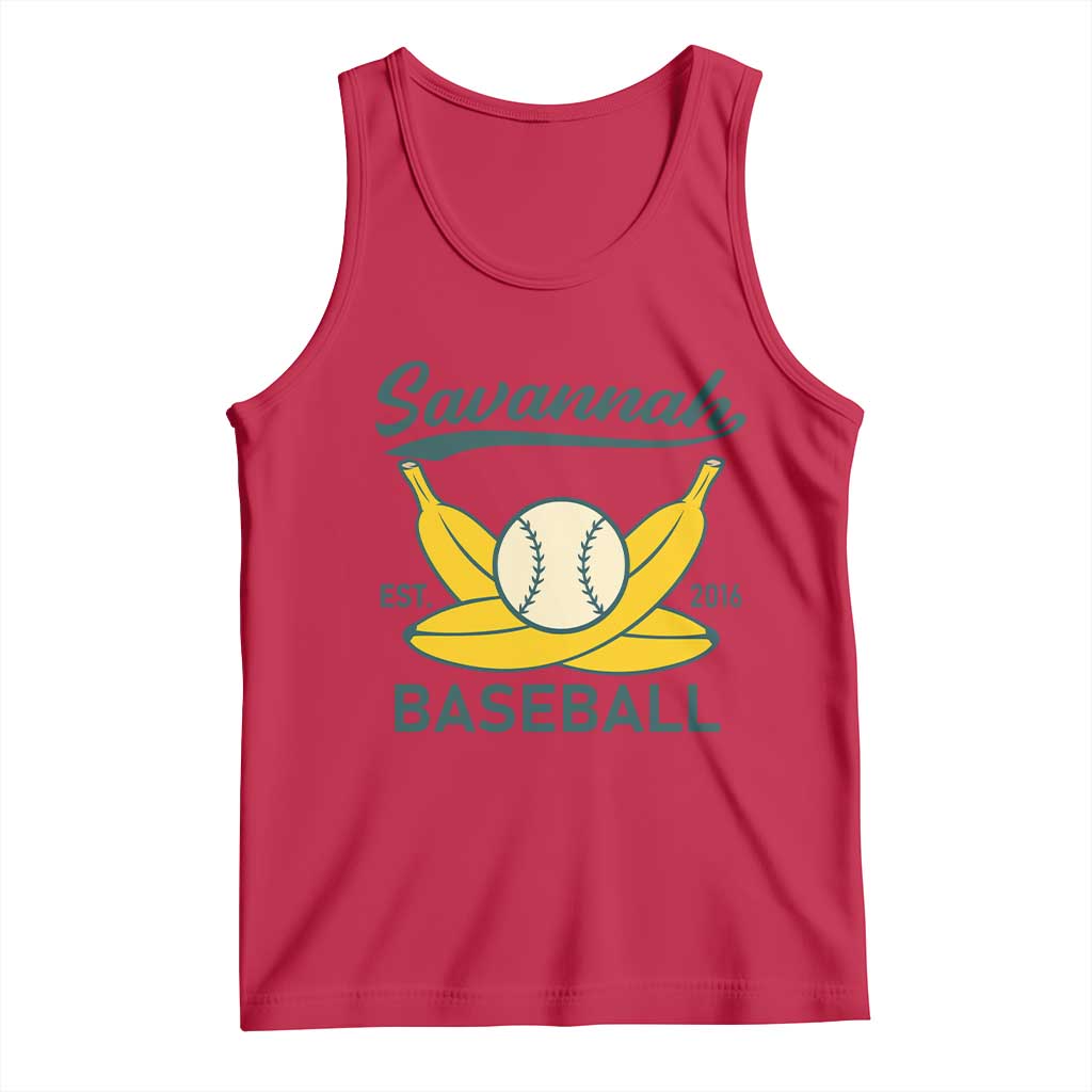 Retro Savannah Baseball Est. 2016 Tank Top Funny Banana and Ball Vintage Sports - Wonder Print Shop