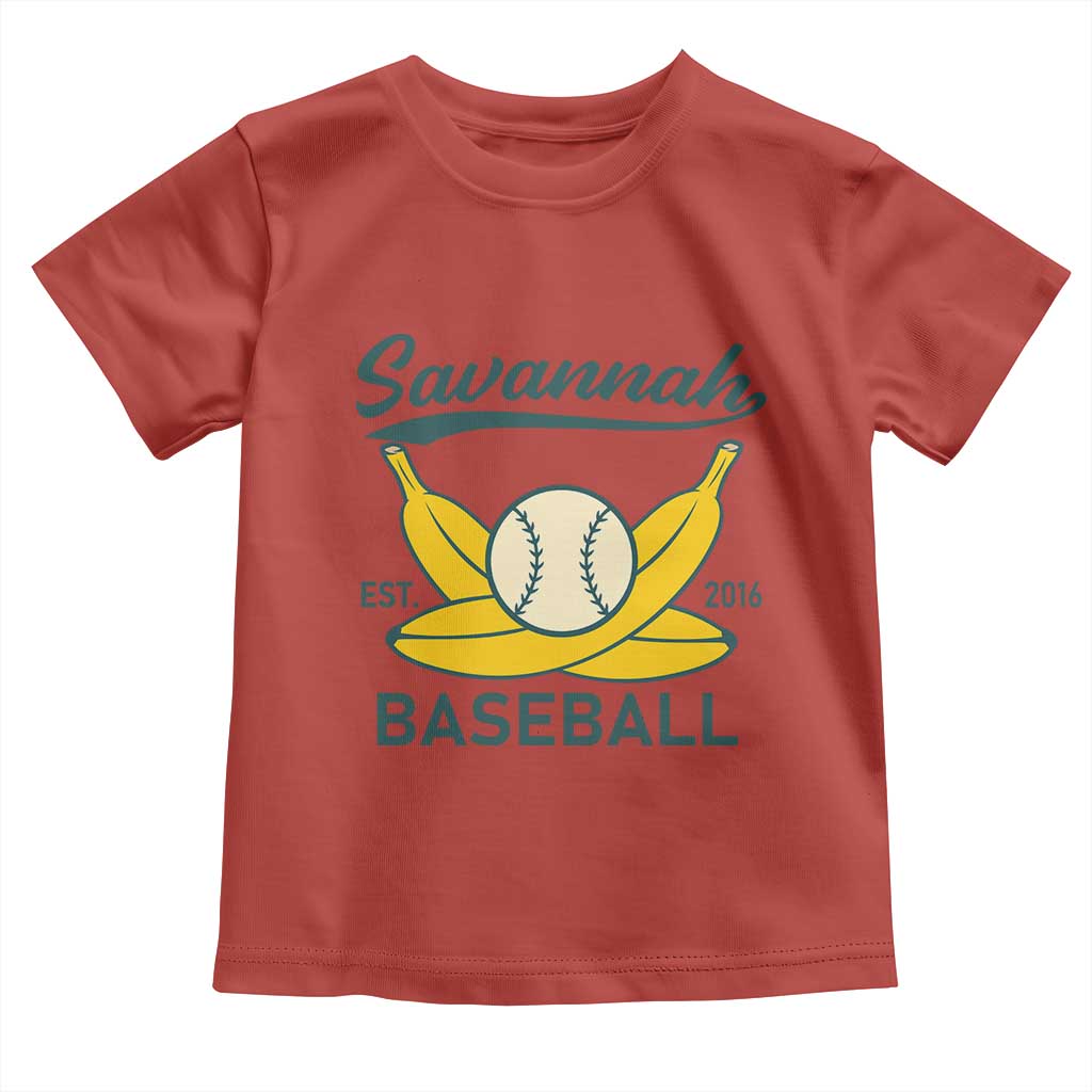 Retro Savannah Baseball Est. 2016 Toddler T Shirt Funny Banana and Ball Vintage Sports - Wonder Print Shop