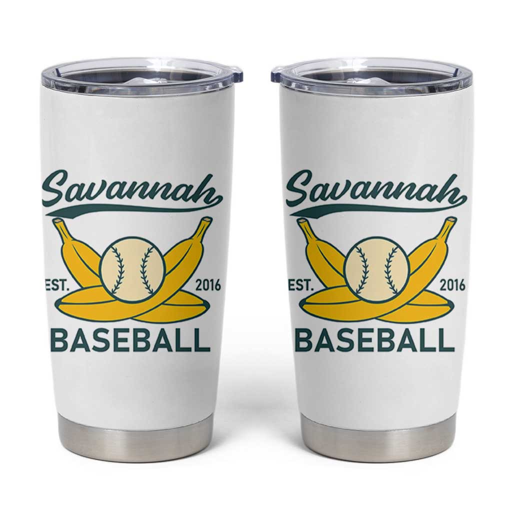Retro Savannah Baseball Est. 2016 Tumbler Cup Funny Banana and Ball Vintage Sports - Wonder Print Shop
