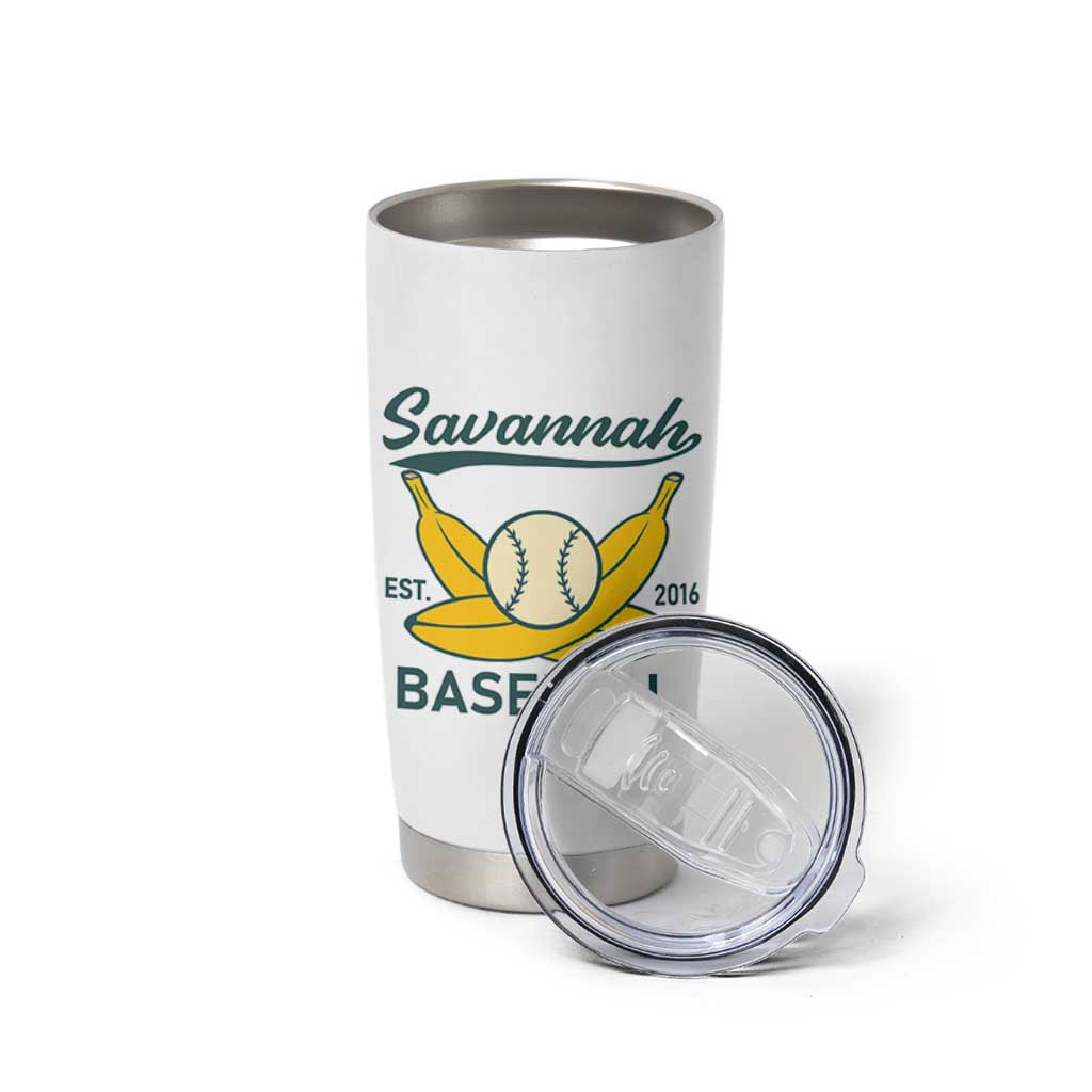 Retro Savannah Baseball Est. 2016 Tumbler Cup Funny Banana and Ball Vintage Sports - Wonder Print Shop