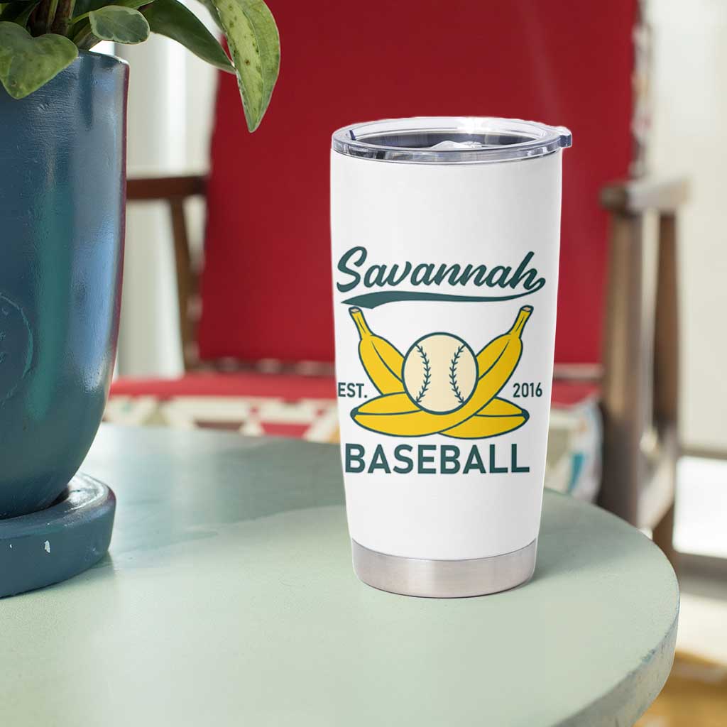 Retro Savannah Baseball Est. 2016 Tumbler Cup Funny Banana and Ball Vintage Sports - Wonder Print Shop