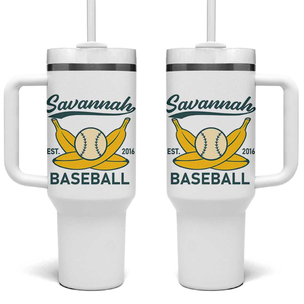 Retro Savannah Baseball Est. 2016 Tumbler With Handle Funny Banana and Ball Vintage Sports - Wonder Print Shop