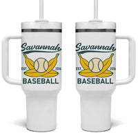 Retro Savannah Baseball Est. 2016 Tumbler With Handle Funny Banana and Ball Vintage Sports - Wonder Print Shop