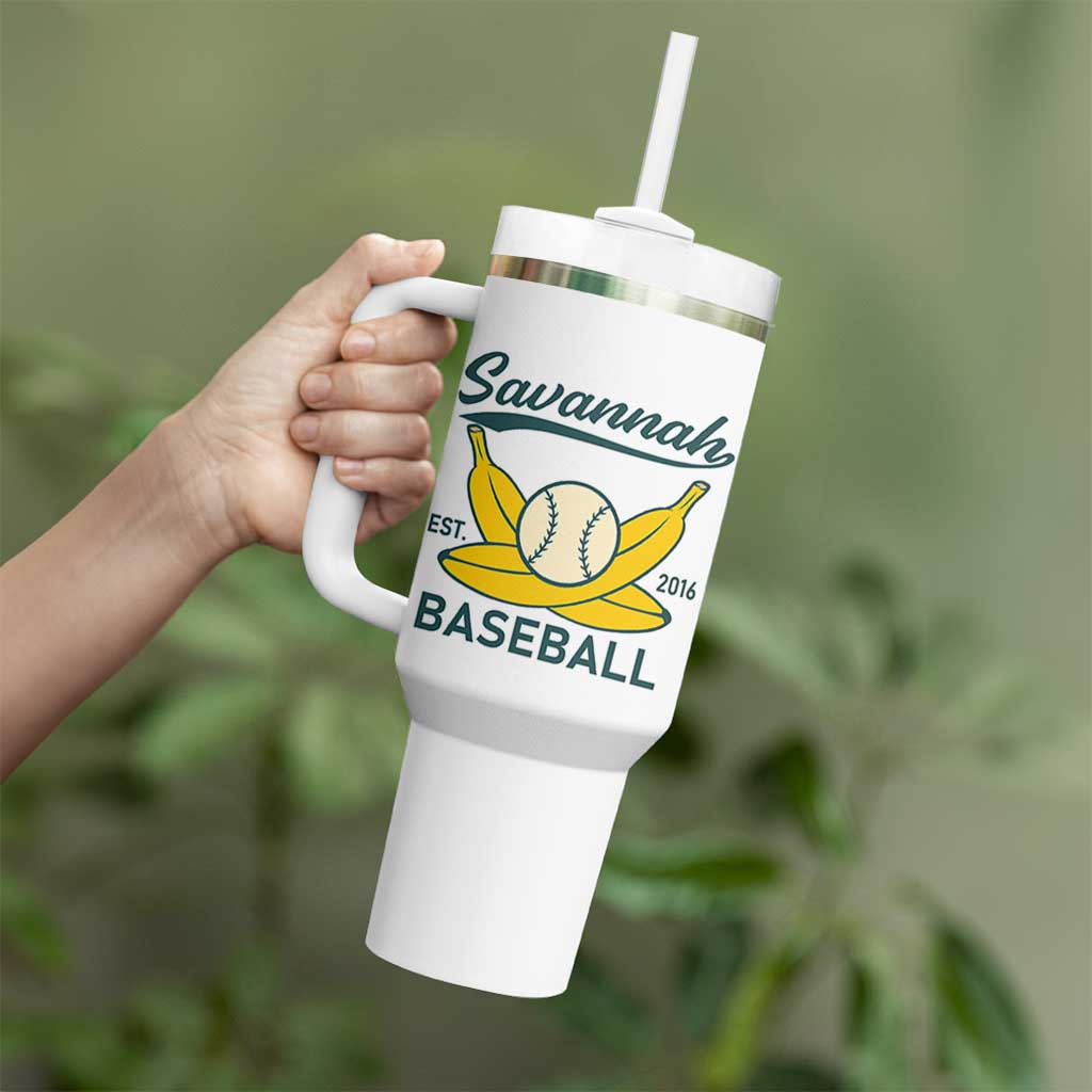 Retro Savannah Baseball Est. 2016 Tumbler With Handle Funny Banana and Ball Vintage Sports - Wonder Print Shop