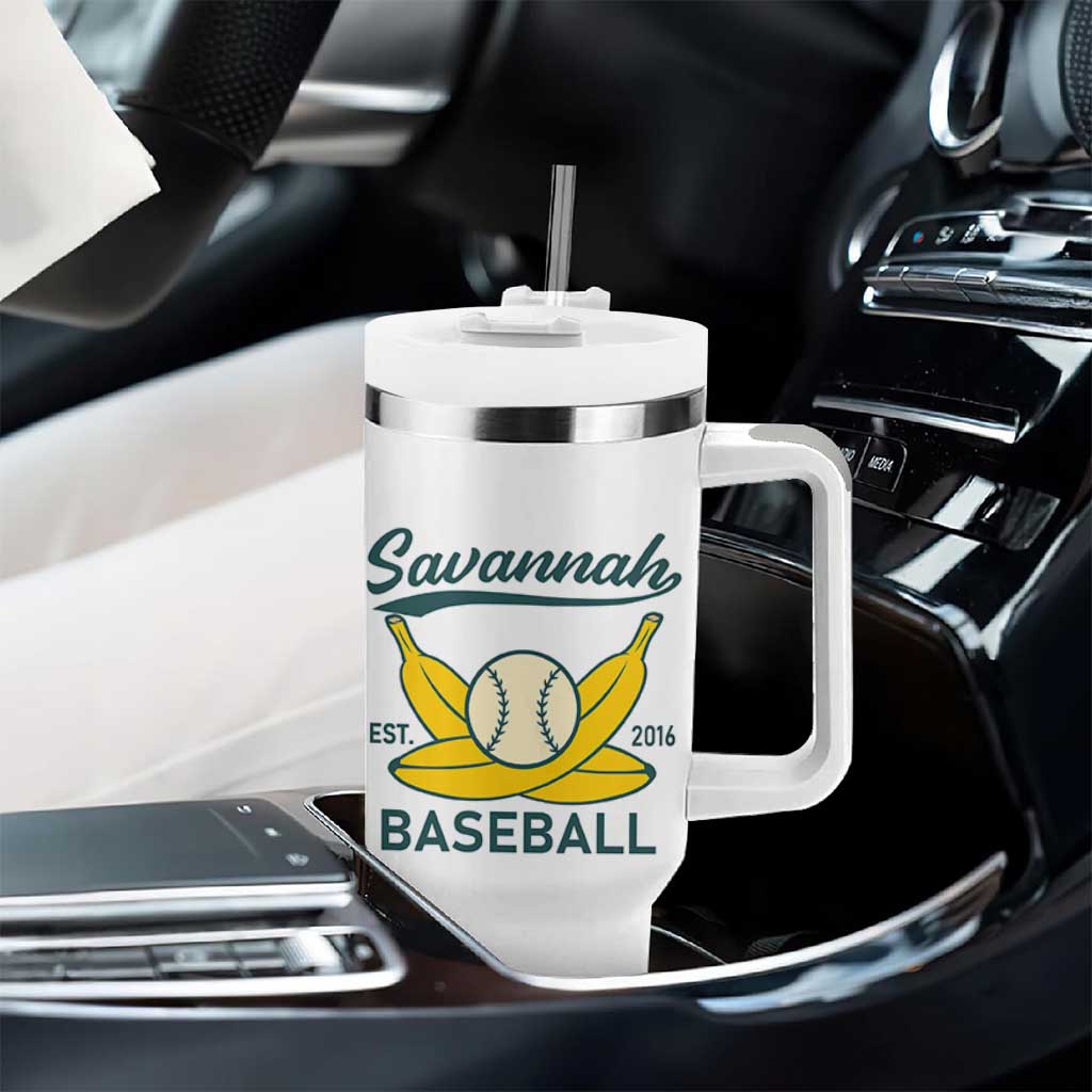 Retro Savannah Baseball Est. 2016 Tumbler With Handle Funny Banana and Ball Vintage Sports - Wonder Print Shop