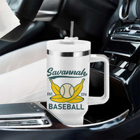 Retro Savannah Baseball Est. 2016 Tumbler With Handle Funny Banana and Ball Vintage Sports - Wonder Print Shop