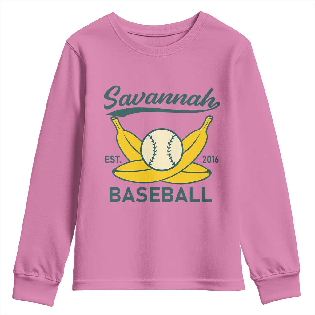 Retro Savannah Baseball Est. 2016 Youth Sweatshirt Funny Banana and Ball Vintage Sports - Wonder Print Shop