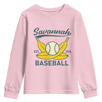 Retro Savannah Baseball Est. 2016 Youth Sweatshirt Funny Banana and Ball Vintage Sports - Wonder Print Shop
