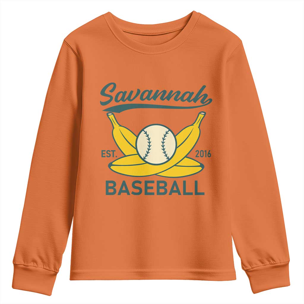 Retro Savannah Baseball Est. 2016 Youth Sweatshirt Funny Banana and Ball Vintage Sports - Wonder Print Shop