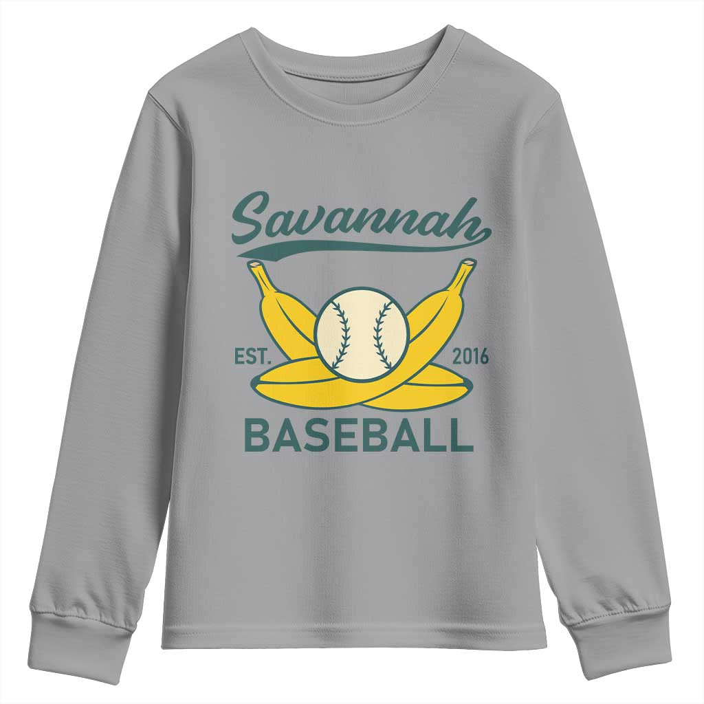 Retro Savannah Baseball Est. 2016 Youth Sweatshirt Funny Banana and Ball Vintage Sports - Wonder Print Shop