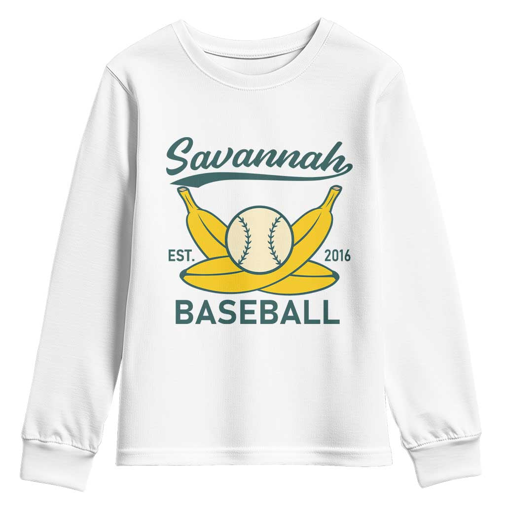 Retro Savannah Baseball Est. 2016 Youth Sweatshirt Funny Banana and Ball Vintage Sports - Wonder Print Shop