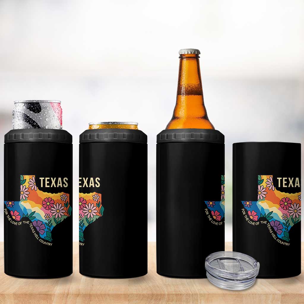 Texas Floral Boho 4 in 1 Can Cooler Tumbler For the Love of the Texas Hill Country Southern Pride - Wonder Print Shop