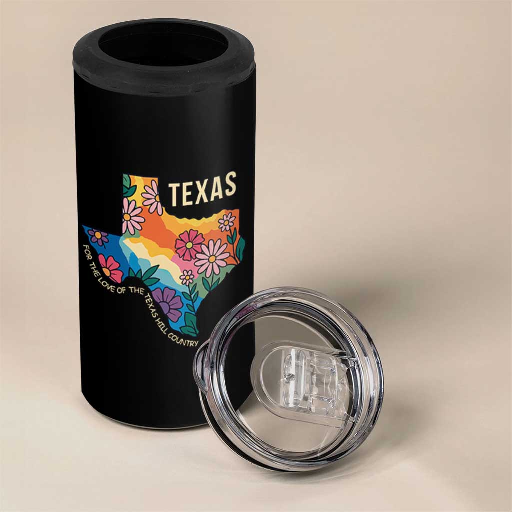Texas Floral Boho 4 in 1 Can Cooler Tumbler For the Love of the Texas Hill Country Southern Pride - Wonder Print Shop