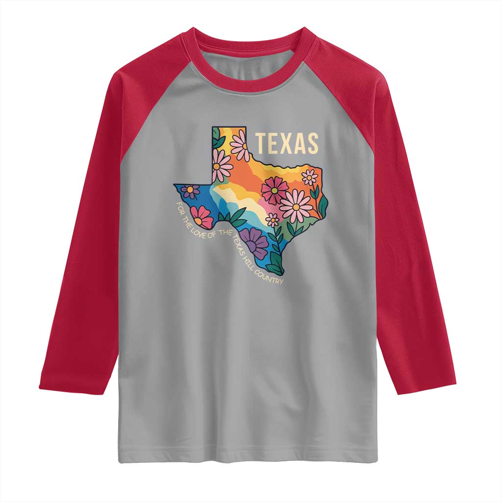 Texas Floral Boho Raglan Shirt For the Love of the Texas Hill Country Southern Pride - Wonder Print Shop