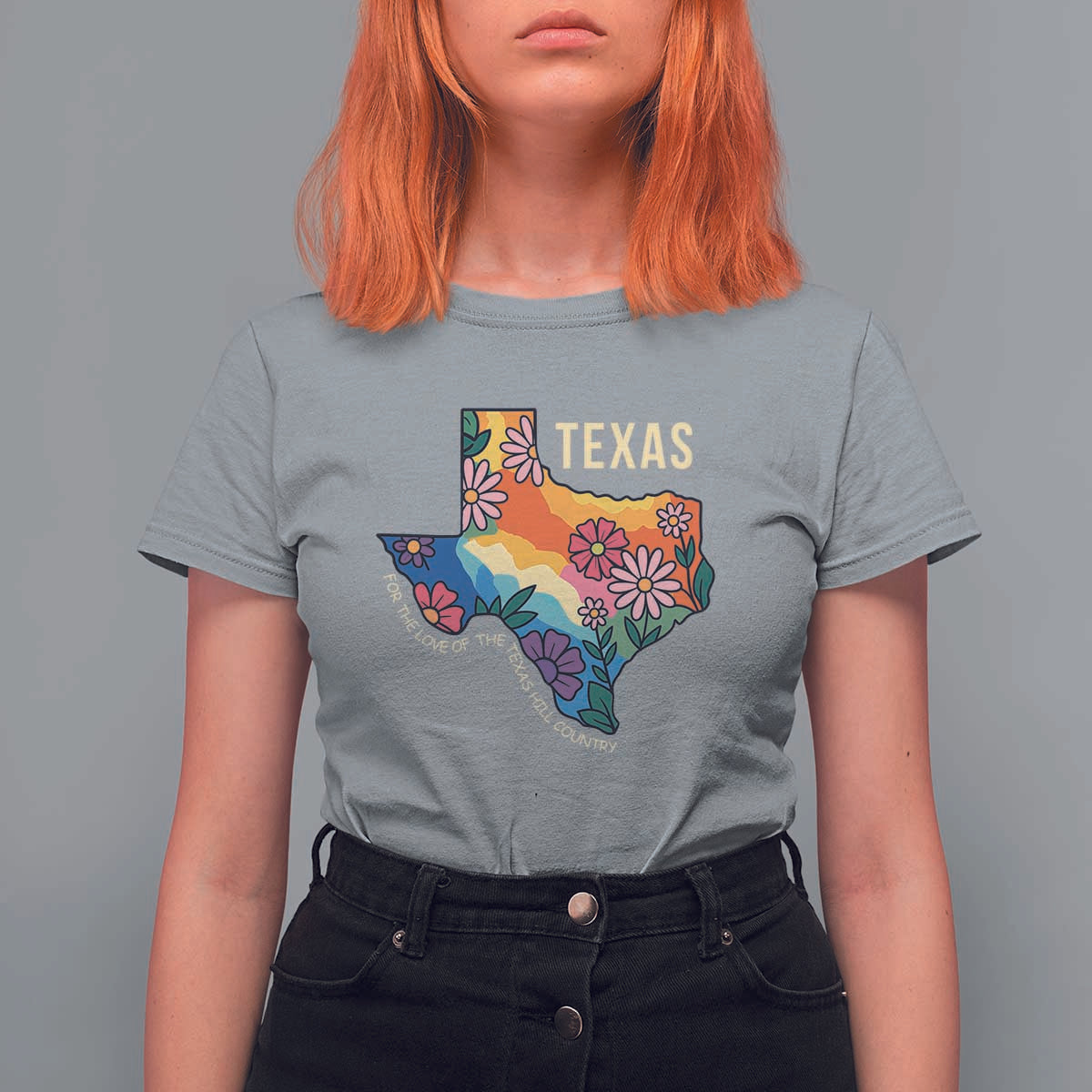 Texas Floral Boho T Shirt For Women For the Love of the Texas Hill Country Southern Pride - Wonder Print Shop